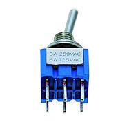 Interruttore a Levetta Bipolare DPDT 6 Pin ON-ON, Mini Deviatore 6A 125V / 3A 250V, Terminali per PCB e Saldatura, 1 Pezzo