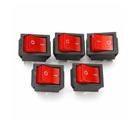 Interruttore a levetta, Confezione da 5 interruttori a bilanciere ON/OFF a 4 pin rossi a 2 posizioni 16 A/250 V KCD4-20 35 x 25, 10 mm