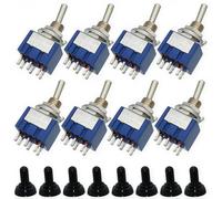 Interruttore a levetta, Dujelixa 8 pezzi Interruttore miniaturizzato autobloccante elettronico 6pin 2posizioni, MTS-202 ON-ON 6mm Ritaglio,DPDT con cappuccio impermeabile M6 AC 250V/3A(125V 6A)