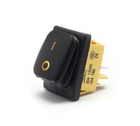 Interruttore a levetta for auto, barca, marino, sigillato, impermeabile, T85, DPST, 4 pin, 30 A/250 V, for impieghi gravosi, con LED, 12 V 220 V, 30 x 22 mm(Black Paint Yellow,220 V)