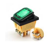Interruttore a levetta for auto, barca, marino, sigillato, impermeabile, T85, DPST, 4 pin, 30 A/250 V, for impieghi gravosi, con LED, 12 V 220 V, 30 x 22 mm(Screw foot Green,220 V)
