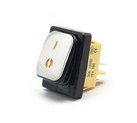Interruttore a levetta for auto, barca, marino, sigillato, impermeabile, T85, DPST, 4 pin, 30 A/250 V, for impieghi gravosi, con LED, 12 V 220 V, 30 x 22 mm(Stainless Yellow,12 V)