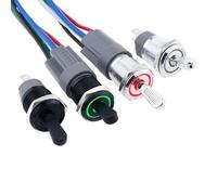Interruttore a levetta in metallo, 16 mm, impermeabile, luce LED, autobloccante, 2/3 posizione, on/off, microinterruttore 1NO1NC, 15 A, 12 V, 220 V, 3 poli/5 poli (con LED rosso, 16 mm, 2 posizioni