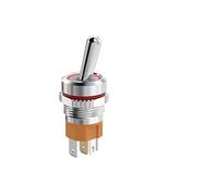 Interruttore a levetta in metallo a LED a 3 vie ad alta corrente da 16 mm, 15 A, 250 V (2/3 posizioni, 1 NO/1 NC)(Silver Red LED,16MM 2 POSITION_WITHOUT CONNECT_220 V)