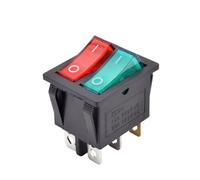 Interruttore a levetta KCD6 Doppio pulsante illuminato 6 pin 12V 220V 16A | Illuminato Dual Button Rocker Switch 6 Pin 12V 220V 16A 250V Rosso Verde 1/2 Pezzi (Red - Verde, 1PC-12V)