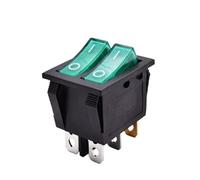 Interruttore a levetta KCD6 Doppio pulsante illuminato 6 pin 12V 220V 16A | Interruttore a bilanciere a doppio pulsante illuminato a 6 pin, 12 V, 220 V, 16 A, 250 V, rosso, verde, 1/2 pezzi (verde