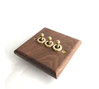 Interruttore a levetta, Pannello interruttore in legno massello di noce nero Interruttore a leva singolo controllo 2 vie parete intelligente nordico dorato quadrato 1 4(3 Gang 2Way)