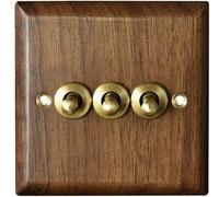 Interruttore a levetta, Pannello interruttori a leva in ottone con personalità a 2 vie, tipo 86, in noce nero, doppio controllo, interruttore di della luce interna antica(3gang)