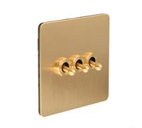 Interruttore a levetta retrò in ottone, 86 x 86 mm, interruttore a bilanciere per luce e ventilatore a soffitto, copertura fatta a mano in stile vintage, 220 V (3 velocità)