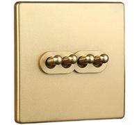 Interruttore a levetta vintage in ottone con funzione di bloccaggio automatico, pannello ignifugo in PC, contatti in rame rosso e bronzo fosforoso per un uso elettrico affidabile (4 gang)