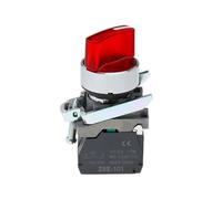Interruttore a manopola illuminato XB4 2 marce 3 marce Normalmente aperto Normalmente chiuso Interruttore a pulsante meccanico Portalampada LED autobloccante(Red,110V_1NO1NC_3 GEAR)