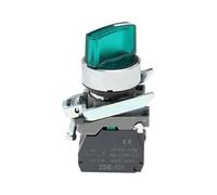 Interruttore a manopola illuminato XB4 2 marce 3 marce Normalmente aperto Normalmente chiuso Interruttore a pulsante meccanico Portalampada LED autobloccante(Green,24V_2NO_2 GEAR)