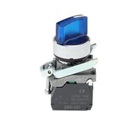 Interruttore a manopola illuminato XB4 2 marce 3 marce Normalmente aperto Normalmente chiuso Interruttore a pulsante meccanico Portalampada LED autobloccante(Blue,220V_2NO_2 GEAR)