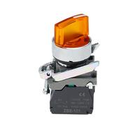 Interruttore a manopola illuminato XB4 2 marce 3 marce Normalmente aperto Normalmente chiuso Interruttore a pulsante meccanico Portalampada LED autobloccante(Yellow,380V_2NO_3 GEAR)