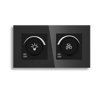 Interruttore a manopola rotante for pannello di controllo della velocità della ventola con cornice in vetro e dimmer della luce, 1 pz.(Dimmer Fans Black)