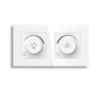Interruttore a manopola rotante for pannello di controllo della velocità della ventola con cornice in vetro e dimmer della luce, 1 pz.(Dimmer Fans White)