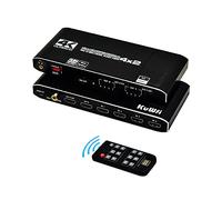 Interruttore a matrice HDMI 4x2, splitter HDMI supporta HDCP 2.2 IR HDMI Splitter con telecomando, splitter HDMI 4x2, splitter HDMI 4K 1 in 4 out per TV QLED, PS5, Xbox, Fire Stick, SkYQ, HDMI 2.1