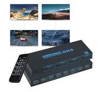 Interruttore a matrice HDMI 4x4, 4K HDMI Matrix 4 in 4 Out con telecomando IR, supporto HDMI 1.4, 4K a 30Hz, 1080P@60Hz, 3D, YUV 4:2:0