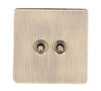 Interruttore a Muro AC 250 V, 86x86mm, Doppio Comando, Pannello in Acciaio Inossidabile con Finitura Bronzo Antico, Interruttore a Levetta, Interruttore Elettrico con Base in PC