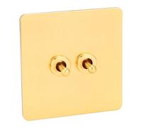 Interruttore a Muro CA 250V, 86x86mm, Doppio Comando, Finitura Oro, Pannello in Acciaio Inossidabile, Interruttore a Levetta, Interruttore Elettrico Quadrato con Base in PC