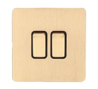 Interruttore a Parete AC 250V 50Hz, 86x86mm, Doppio Comando, Pannello in Acciaio Inossidabile Dorato, Interruttore Elettrico con Base in PC per Elettrodomestici