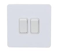 Interruttore a Parete CA 250V, Interruttore a Pannello in Acciaio Inossidabile a Doppio Comando 2 Gang 86x86mm, Interruttore Elettrico a Bilanciere con Base in PC