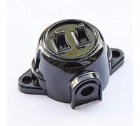 Interruttore a parete doppio supporto di serie, 10 A, 250 V, IP20, effetto bachelite rétro in plastica, colore nero
