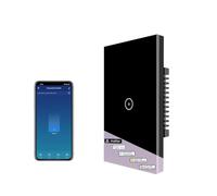 Interruttore a Parete Matter con Pannello in Vetro, Interruttore Touch Screen Bianco, Telecomando Wireless, Funzione di Temporizzazione, Compatibile con HomeKit, Alexa (1 gang, Nero)