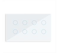 Interruttore a parete per luce Wi-Fi Smart Touch, pannello in vetro, 8 gang, Tuya Life per Alexa Google Home, bianco