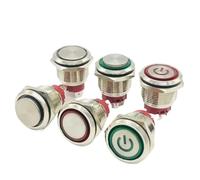 Interruttore a pulsante 10A stile corto 16/19/22mm LED start stop 3V6V12V24V220V(No lights High head,22MM_MOMENTARY RESET_100-220V(220V))