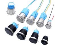 Interruttore a pulsante 12/16/19/22mm Nessun LED Start Stop On/Off(Silver High head,12MM NO LED_MOMENTARY SELF-RESET_WITH WIRE)