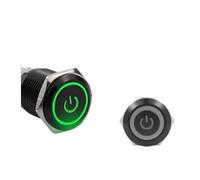 Interruttore a pulsante 1Interruttore a pulsante in metallo impermeabile con presa LED ad anello/luce di alimentazione a scatto momentaneo(Green circle Power,22MM(1NO 1NC)_SELF-RESET_12-24V)