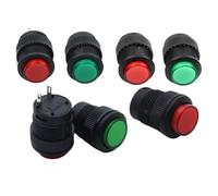 Interruttore a pulsante 5 pezzi con luce, reset jog, interruttore autobloccante, rosso e verde rotondi R16-503 A/AD/B/BD 4 piedi 2 piedi 16MM(503B Red cover,10 PCS)