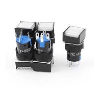 Interruttore a pulsante a 5 pin, 1P2T, 5 pezzi, con tappo quadrato bianco, DC 12 V
