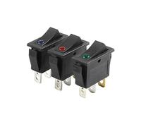 Interruttore a pulsante a bilanciere a 3 pin KCD3 ON-OFF Posizione 2a marcia Occhio di gatto rosso con LED AC 16A 250V