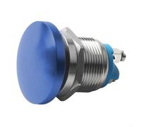 Interruttore a pulsante a fungo in alluminio colorato, 22 mm, 1NO, piedini a vite, impermeabile (blu)