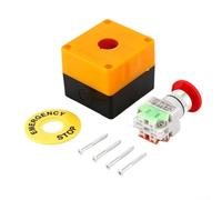Interruttore a pulsante a fungo rosso da 22 mm, progettato per AC 220 V 10 A con scatola di stazione per un uso organizzato e sicuro (pulsante)