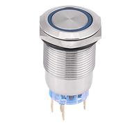 Interruttore A Pulsante Autobloccante A 12V-24V LED, 19 Mm Interruttore A Pulsante Autobloccante In Acciaio Inossidabile Impermeabile 1no1nc(Blu) (1 Pezzi)