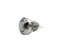 Interruttore a pulsante colorato per campanello in metallo istantaneo da 8 mm, impermeabile, adatto per motori di auto, PC, avviamento del bloccasterzo dell'interruttore(Silver)