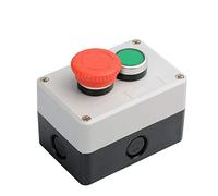 Interruttore a pulsante con 2 interruttori a pulsante di arresto e avvio a fungo (confezione da 1arresto di emergenza + auto-ritorno)