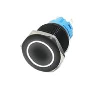 Interruttore a pulsante da 12/16/19/22 mm, ossidato nero, momentaneo, fisso, accensione/spegnimento, luce LED, 3 V, 6 V, 12 V, 24 V, 220 V(White ring,19MM_MOMENTARY RESET_12-24V)