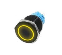Interruttore a pulsante da 12/16/19/22 mm, ossidato nero, momentaneo, fisso, accensione/spegnimento, luce LED, 3 V, 6 V, 12 V, 24 V, 220 V(Yellow ring,16MM_MOMENTARY RESET_12-24V)