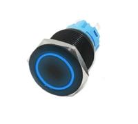 Interruttore a pulsante da 12/16/19/22 mm, ossidato nero, momentaneo, fisso, accensione/spegnimento, luce LED, 3 V, 6 V, 12 V, 24 V, 220 V(Blue ring,16MM_LATCHING FIXED_12-24V)