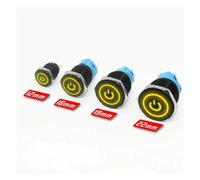 Interruttore a pulsante da 12/16/19/22 mm, ossidato nero, momentaneo, fisso, accensione/spegnimento, luce LED, 3 V, 6 V, 12 V, 24 V, 220 V(Yellow power,19MM_MOMENTARY RESET_3-6V)