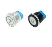 Interruttore a pulsante da 16/19/22 mm Luce LED Start Stop(Brown,22MM WITH SOCKET_SELF-LOCKING(SILVER)_LED BLUE)