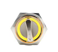 Interruttore a pulsante da 22 mm a 2 o 3 posizioni, DPDT, illuminato, selettore rotativo in metallo con LED, impermeabile, 5 V, rosso, verde, bianco(Yellow Led,LATCHING_2 POSITION_3-6V)