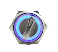 Interruttore a pulsante da 22 mm a 2 o 3 posizioni, DPDT, illuminato, selettore rotativo in metallo con LED, impermeabile, 5 V, rosso, verde, bianco(Bule Led,MOMENTARY_3 POSITION_220V)