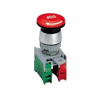 Interruttore a pulsante di arresto di emergenza con interblocco 22 mm, corrente massima 6 A, combinazione 2NO+1NC, LEB22, 1 pezzo