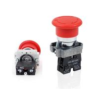 Interruttore a pulsante di arresto di emergenza da 22 mm con montaggio autobloccante XB2-BS545 con testa a fungo con ripristino rotante NO NC Contatto in ottone/argento(BS641-60mm-1NO,Brass Contact)