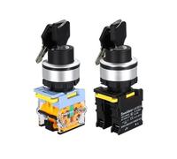 Interruttore a pulsante di selezione chiave da 30 mm, 2 o 3 vie, reset momentaneo, blocco automatico, accensione/spegnimento, 12 V, 24 V, 220 V (2 Posizioni (B Type),2NC_SELF-LOCKING)